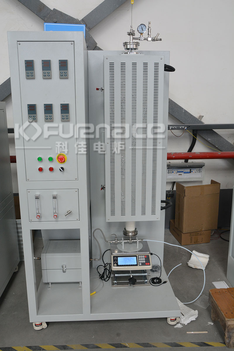 Vertical fluidized bed tube furnace with material weighing system (click on image to view product details)