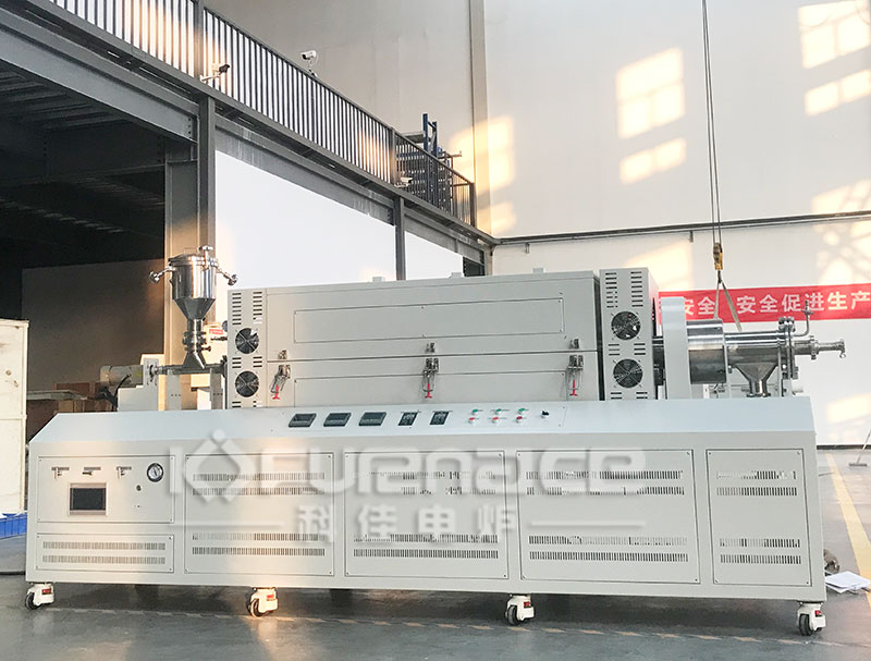 Multi temperature zone continuous feeding and discharging rotary tube furnace (click on the picture to view product details)