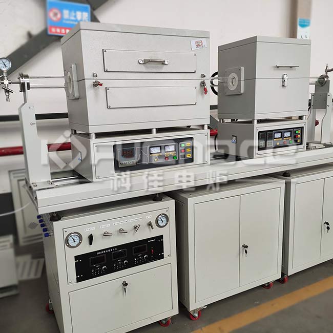 Customized dual furnace slide experimental multi gas path CVD tube furnace (click on the picture to view product details)